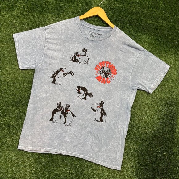 Fleetwood Mac Dapper Penguins Rock Band Mineral Wash T-Shirt Size Large - Picture 3 of 4